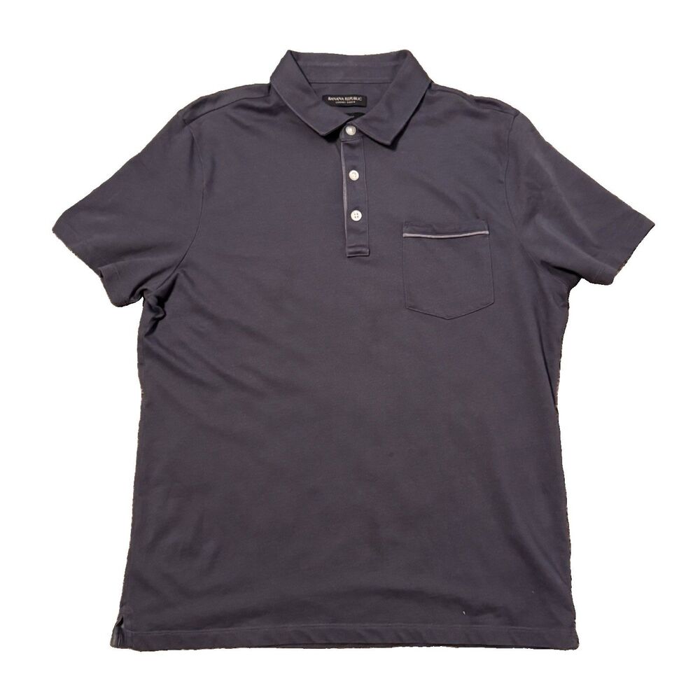 Banana Republic Men's Luxury Touch Polo Shirt Large Short Sleeve, Gray